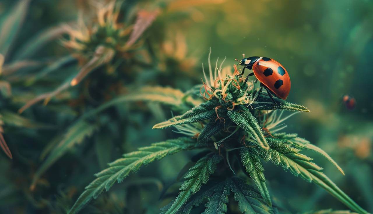 Ladybug on cannabis